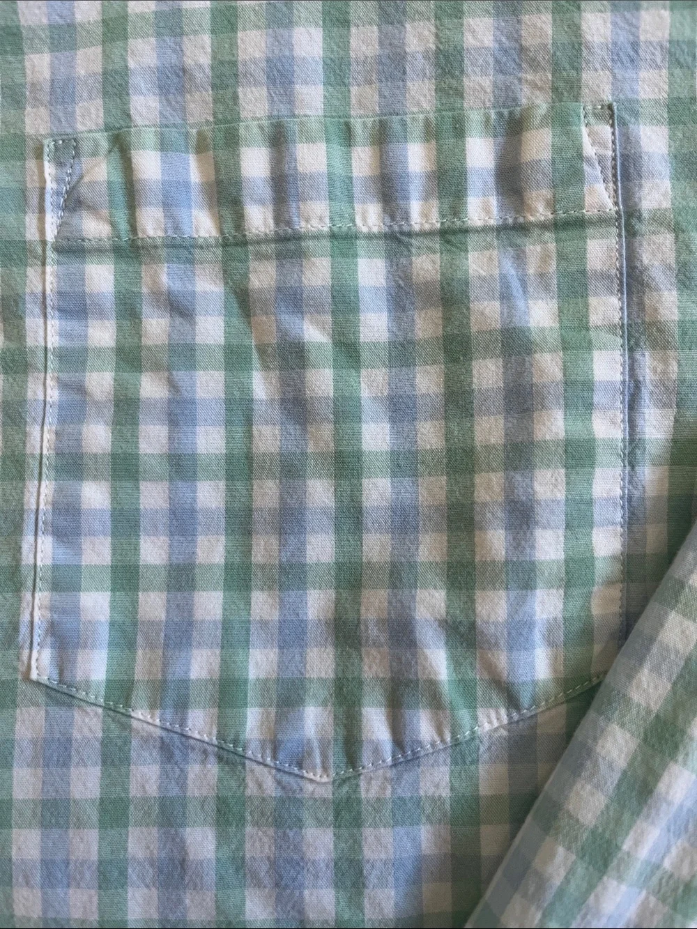 J. Crew Green & Blue Gingham Flex Washed Slim Untucked Button-down Shirt, Size L